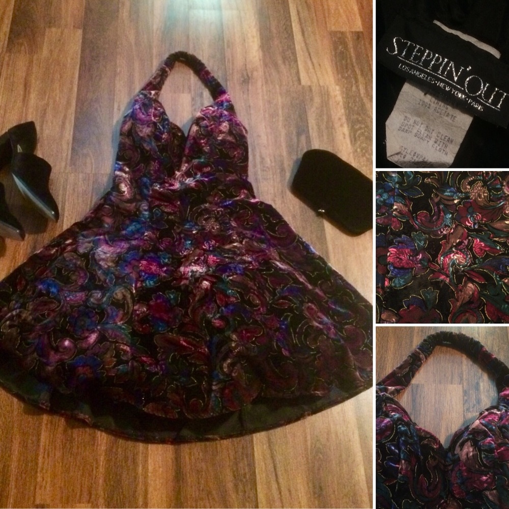 FIRM Gorgeous Crushed Velvet Vintage Party Dress